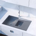 Modern Kitchen Interior With White Cabinets Island Counter And Sink