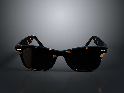 Stylish Tortoiseshell Square Frame Sunglasses With Black Lenses Fashion Accessory 3d model