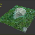Natural Outdoor Moss Covered Ground With Large Stone Small Plants And Feather