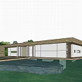 Modern Detached Villa Exterior Design With Scenic Water Reflection Surrounded by Trees