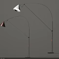 Modern Arched Floor Lamps With White And Orange Colored Shades