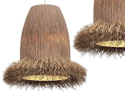 Quiet Rattan Chandelier Straw Chandelier 3d model