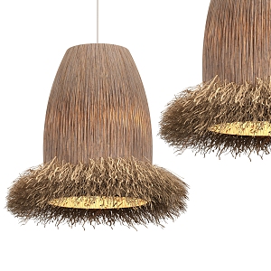 Quiet Rattan Chandelier Straw Chandelier 3d model