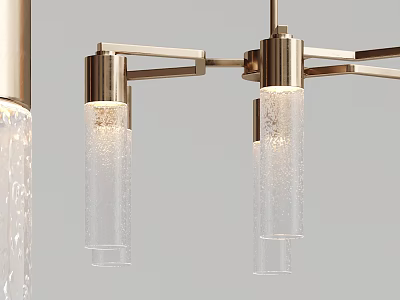 Elegant Modern Luxury Brass Chandelier With Bubble Glass Shades For Dining Room 3d model