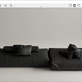Modern Black Leather Sectional Sofa With Soft Pillows And Modular Design 3d model