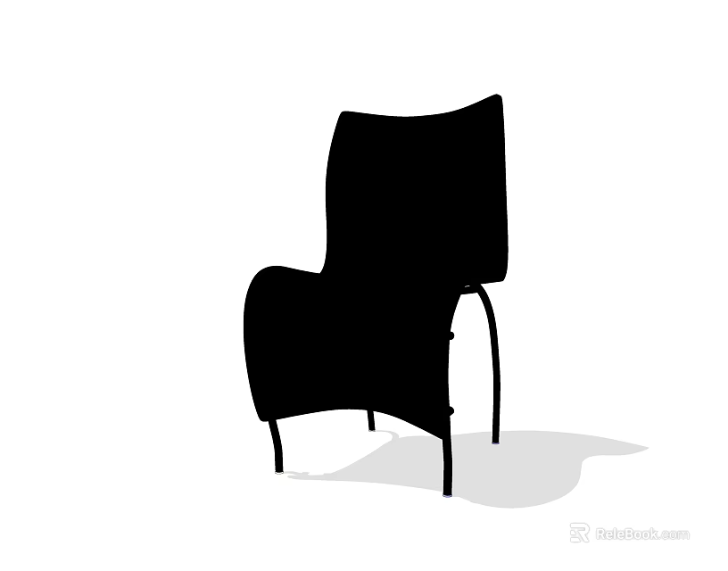 Modern Black Leisure Chair With Sleek Design And Metal Legs Curved Backrest 3d model 