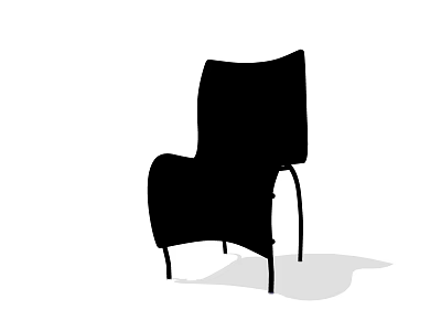 Modern Black Leisure Chair With Sleek Design And Metal Legs Curved Backrest 3d model