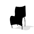 Modern Black Leisure Chair With Sleek Design And Metal Legs Curved Backrest