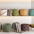 Modern Sofa Low Stool Combination Sofa Stool Shoe Changing Stool Makeup Stool Fabric Sofa Stool Soft Stool Foot Sofa Pier Storage Stool Blanket 3d model