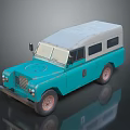 Vintage Turquoise Off Road Vehicle With Gray Roof And Classic Design