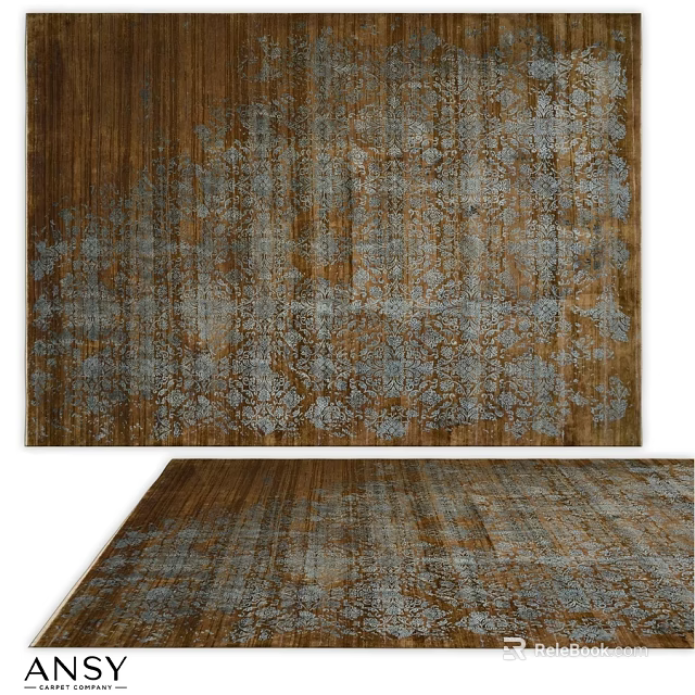 Square Carpet With Traditional Pattern In Brown And Gray Vintage Design 3d model 