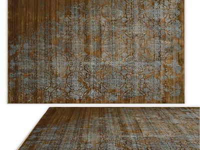Square Carpet With Traditional Pattern In Brown And Gray Vintage Design 3d model