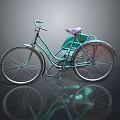 Vintage Green Bicycle With Classic Frame And Reflective Surface Design