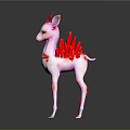Fantasy Pink Deer With Red Antlers Red Wings And Red Spots Standing