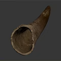 Cow Horn With Natural Texture And Curved Shape On White Background