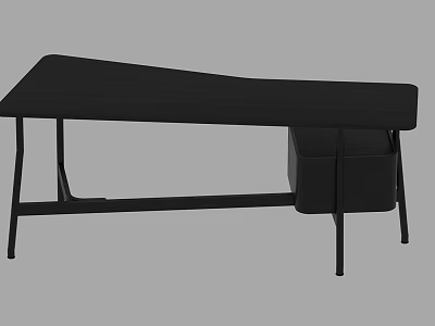 Modern Black Home Office Desk With Unique Shape And Storage Compartment 3d model