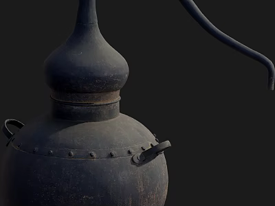 Vintage Handcrafted Ceramic Vessel With Black Glaze Long Spout And Traditional Design 3d model