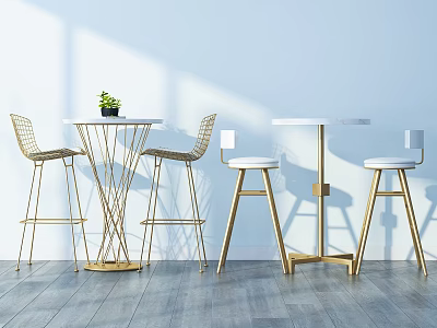 Light Luxury Bar Chair Combination Bar Table and Chair 3d model