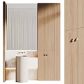 Modern Bathroom Washbasin Vanity With Light Wood Cabinets And Frameless Mirror Design