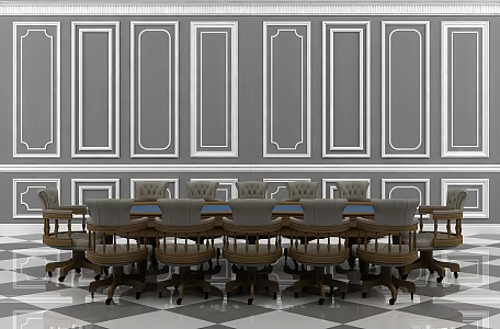 European Conference Table and Chair Leisure Conference Table and Chair Combination 3d model