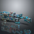 Futuristic Sci Fi Weapon With Intricate Mechanical Structure And Blue Red Accents