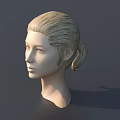 Model Head With Blonde Hair In Ponytail 3D Rendering Side View 3d model