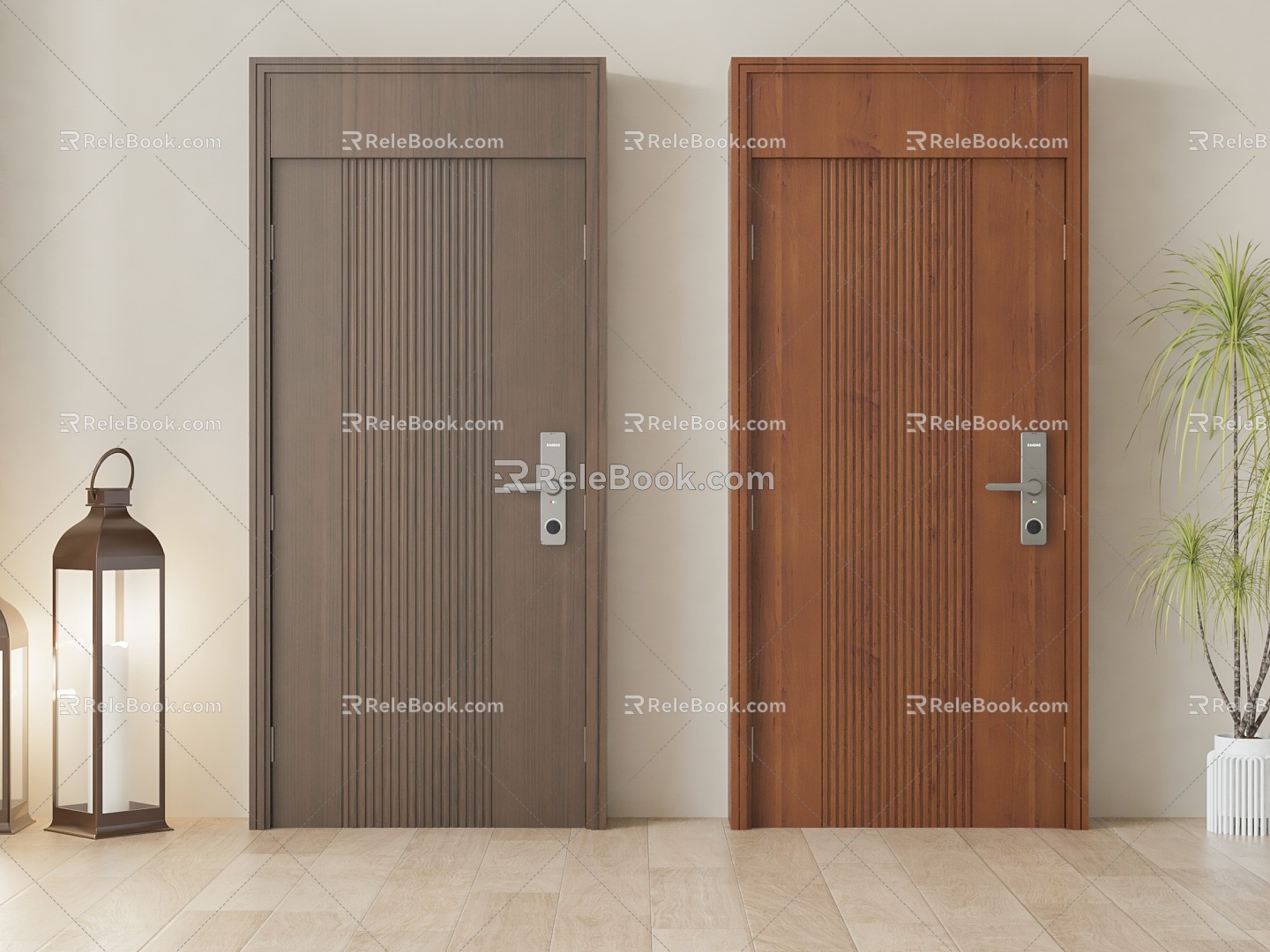 Modern swing door single door combination 3d model