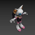 White Fur Cat Game Character With Yellow Ears Blue Eyes Pink Gloves And Heart