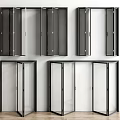 Modern Folding Doors With Glass Panels And Black Frames In Various Interior Styles 3d model