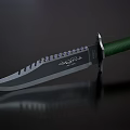 Tactical Survival Knife With Serrated Blade Black Textured Handle And Metal Pommel