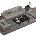 Sofa Coffee Table Business Sofa Multi-Person Sofa Double Sofa 3d model