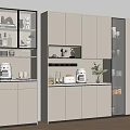 Simple Wine Cabinet Sideboard 3d model