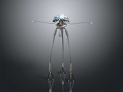 Modern Floor Lamp With Sleek Metal Legs And Transparent Glass Shade Reflective Design 3d model