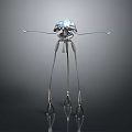 Modern Floor Lamp With Sleek Metal Legs And Transparent Glass Shade Reflective Design