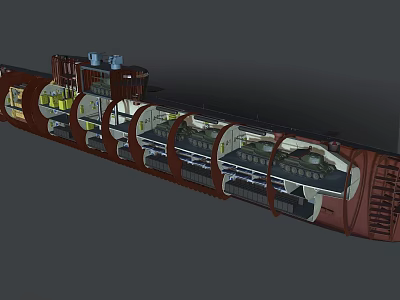 Detailed Submarine Interior Structure With Multiple Compartments And Equipment 3d model