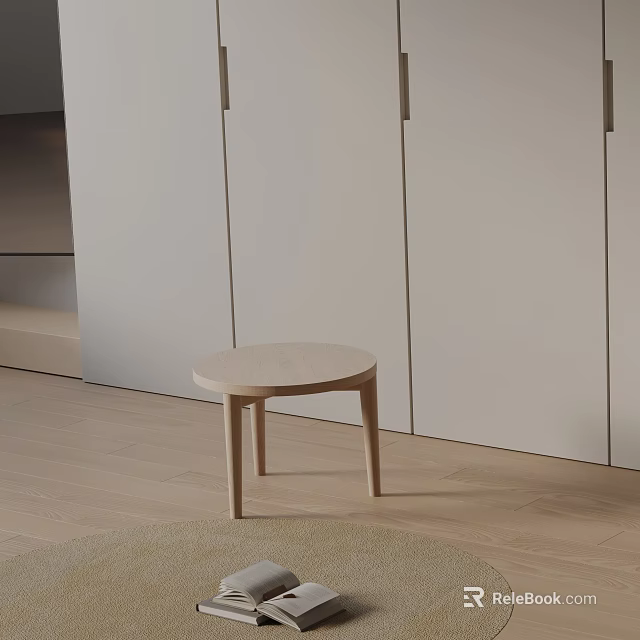 Modern Bedside Table With Minimalist Design Wooden Round Top And Sleek Legs 3d model 