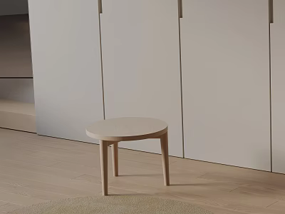 Modern Bedside Table With Minimalist Design Wooden Round Top And Sleek Legs 3d model