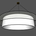 Modern Double Ring Pendant Light With Linen Fabric Shade And White Inner Layer 3d model
