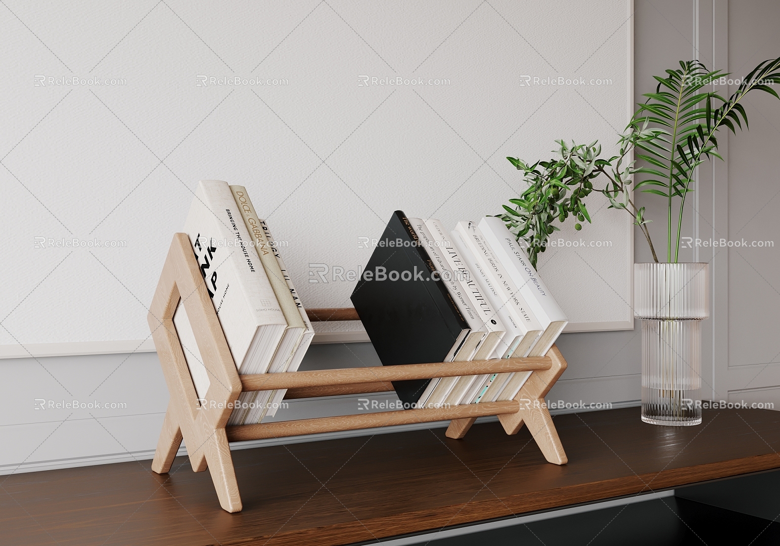 Modern bookshelf desktop 3d model