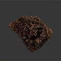 Dark Colored Irregular Shaped Mineral Crystal With Rough Surface And Layered Texture On Dark Background
