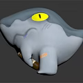 Blue And White Plush Shark Stuffed Toy With Yellow Eyes For Kids