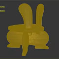 Yellow Wooden Rabbit Shaped Chair With Curved Backrest And Unique Legs Design