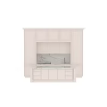 White Modern Kitchen Cabinets With Marble Countertop Backsplash And Island Design