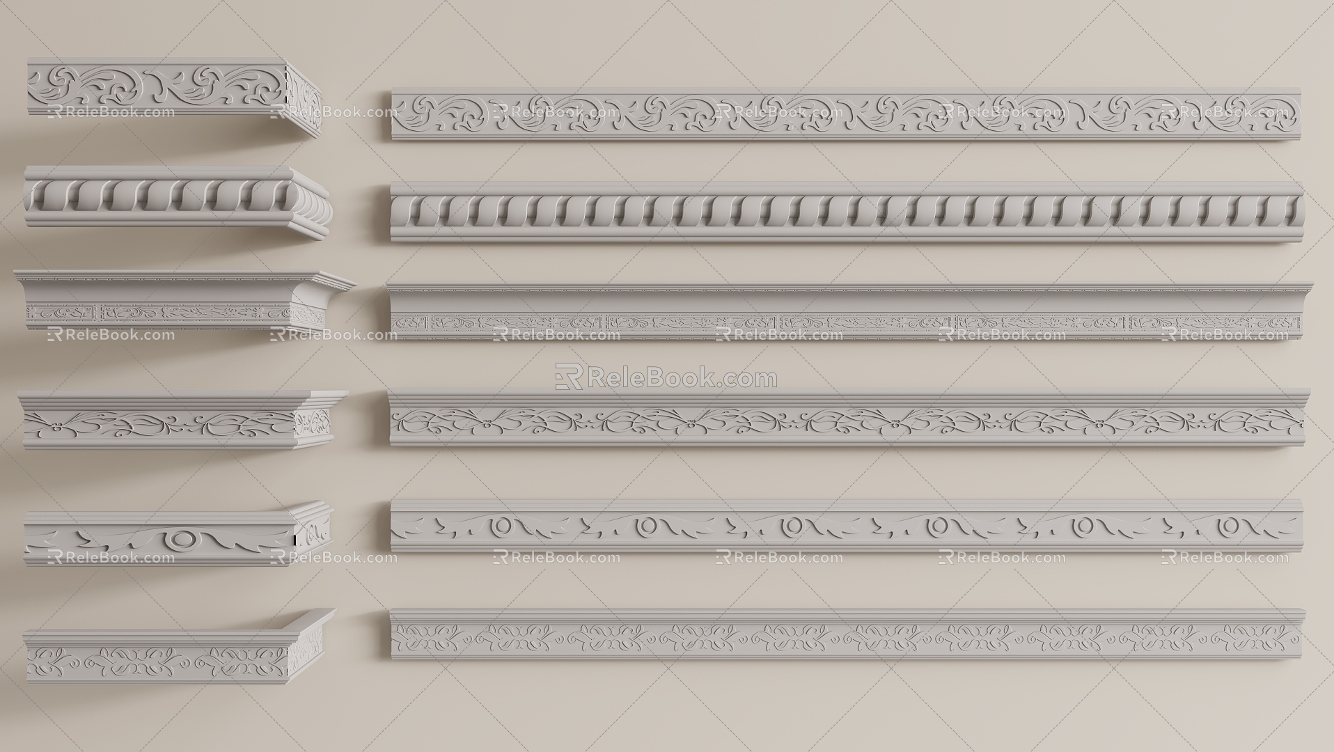 French Plaster Line Corner 3d model