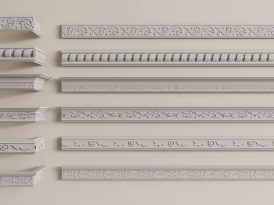 Gypsum Cornice Molding With Various Intricate Patterns And Decorative Designs For Interior Decoration 3d model