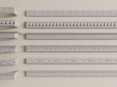 French Plaster Line Corner 3d model