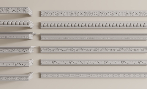 French Plaster Line Corner 3d model