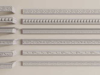 French Plaster Line Corner 3d model