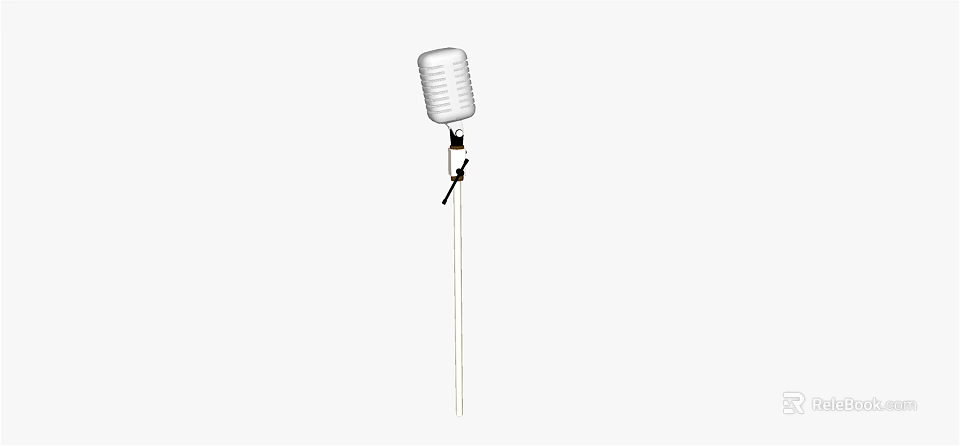 Vintage Style White Headphone Speaker With Long Stand Microphone Design 3d model 