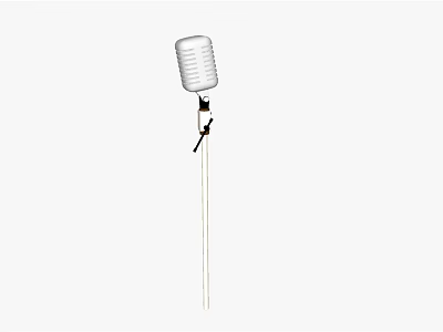 Vintage Style White Headphone Speaker With Long Stand Microphone Design 3d model